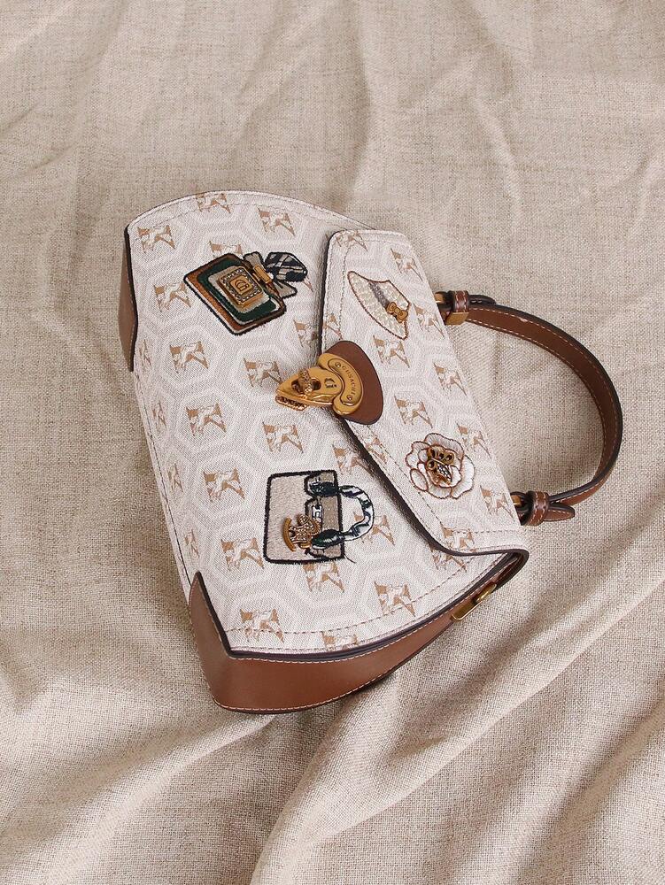 Women's Vintage Floral Patchwork Handbag Embroidered Perfume Bottle Design Shoulder Messenger Tote Casual Large Capacity Summer Purse