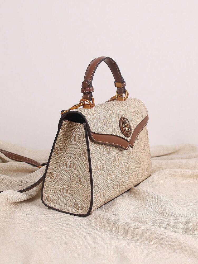 Luxury Women's Retro Patchwork Small Square Bag Printed Pattern Brown Design Shoulder Crossbody Purse 2025 Minimalist Fashion Handbag
