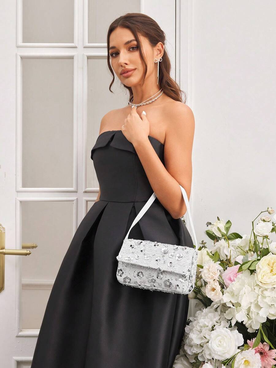 Luxury Glitter Evening Bag Top Handle Purse For Brides Bridesmaids Wedding Guest Prom Party Honeymoon Club Date Night Random Pattern