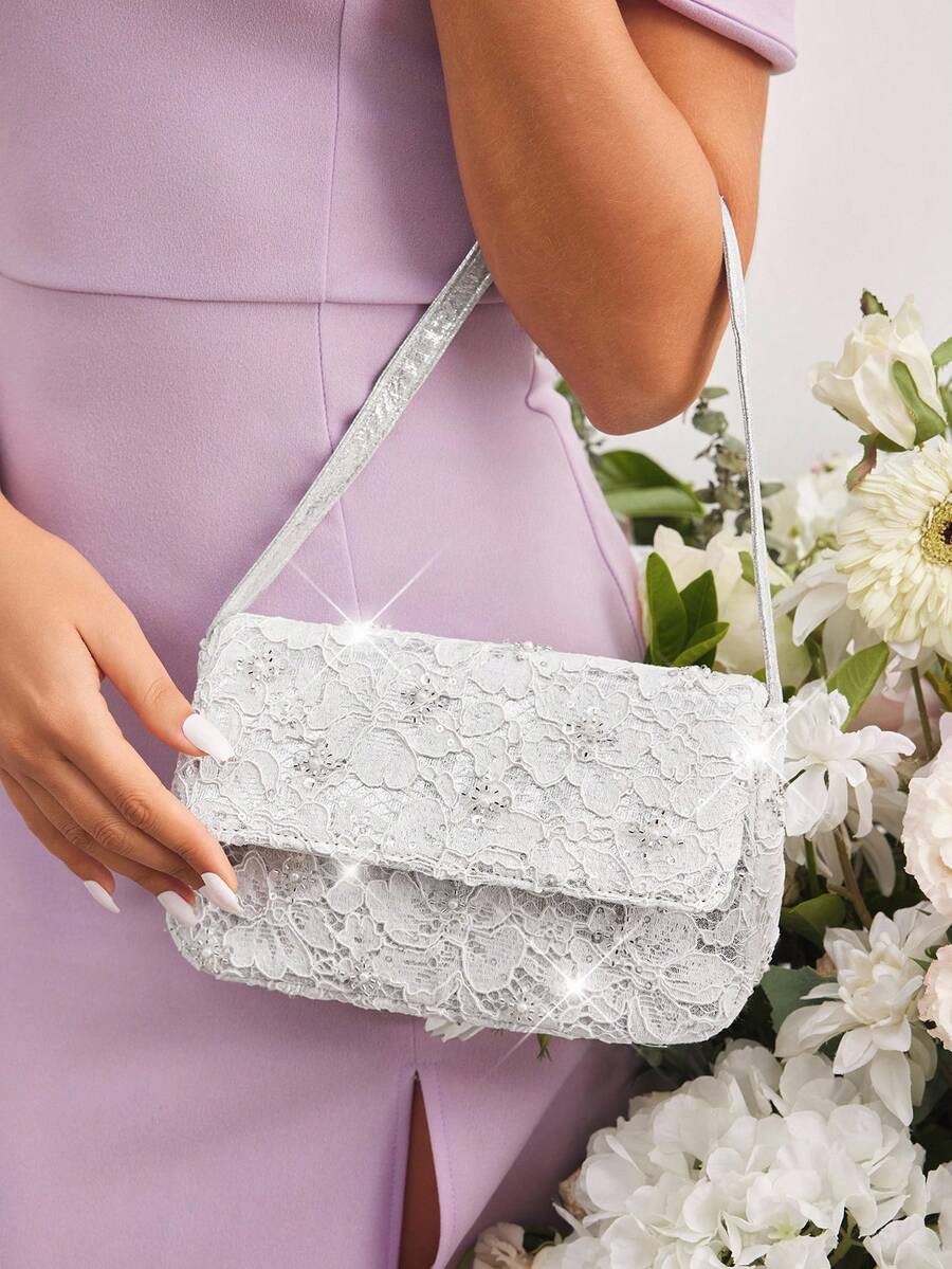 Luxury Glitter Evening Bag Top Handle Purse For Brides Bridesmaids Wedding Guest Prom Party Honeymoon Club Date Night Random Pattern
