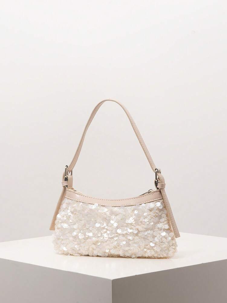 Women's Sequin Shoulder Bag Sparkly Bridal Party Clutch Elegant Evening Handbag Wedding Prom Glitter Purse Random Pattern Special Gift