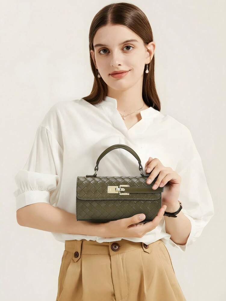 Small Woven Shoulder Handbag Elegant Casual Crossbody Purse Multipurpose Fashion Travel Evening Shopping Chic Minimalist Sweet Style