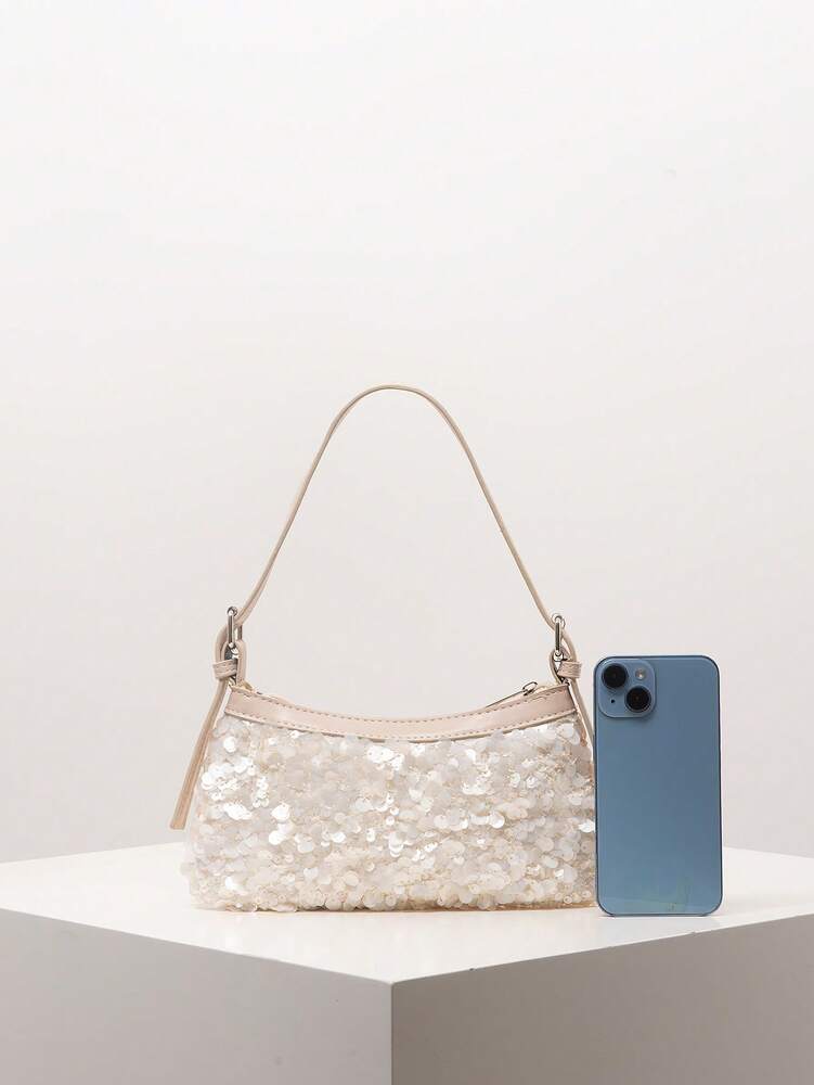 Women's Sequin Shoulder Bag Sparkly Bridal Party Clutch Elegant Evening Handbag Wedding Prom Glitter Purse Random Pattern Special Gift