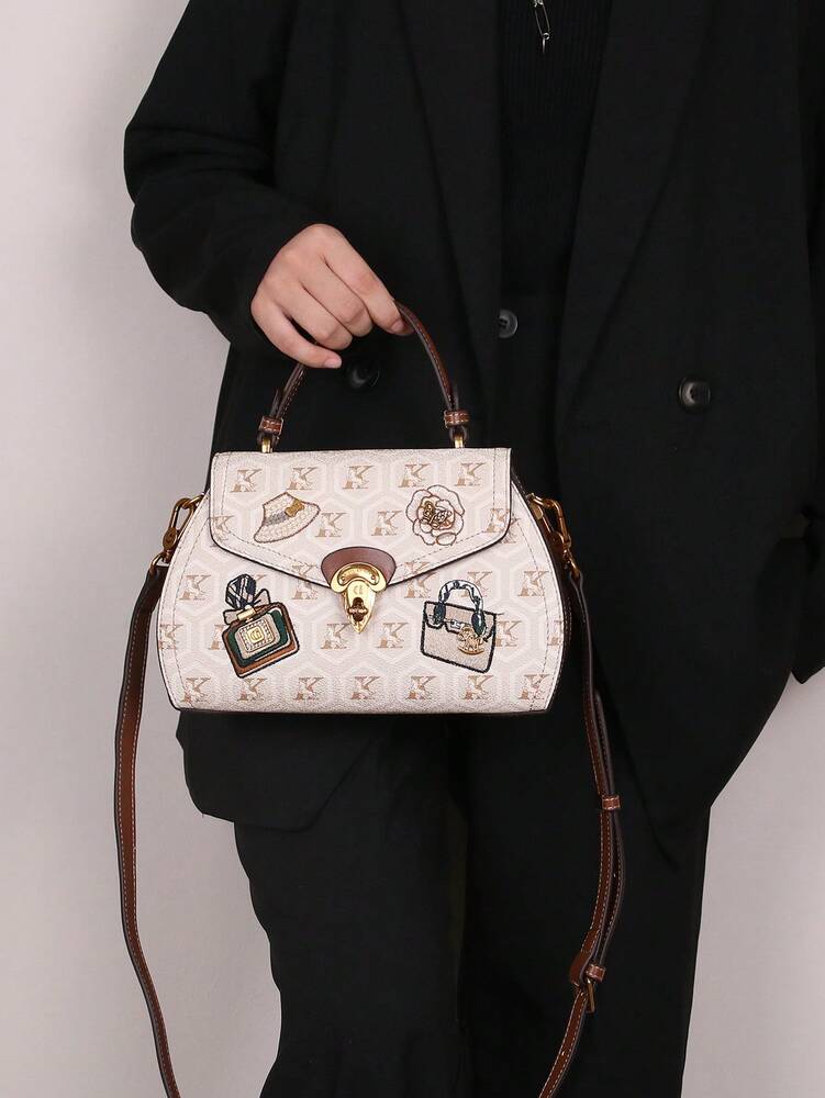 Women's Vintage Floral Patchwork Handbag Embroidered Perfume Bottle Design Shoulder Messenger Tote Casual Large Capacity Summer Purse