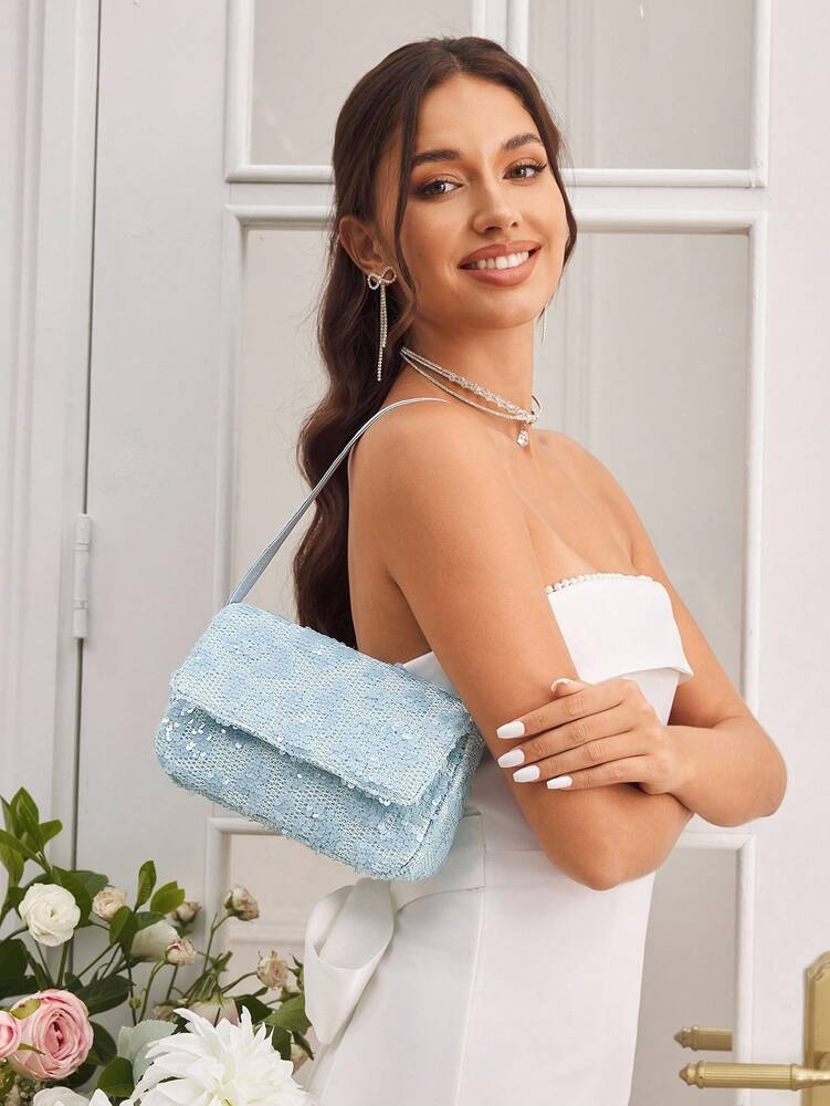 Luxury Glitter Evening Bag Top Handle Purse For Brides Bridesmaids Wedding Guest Prom Party Honeymoon Club Date Night Random Pattern