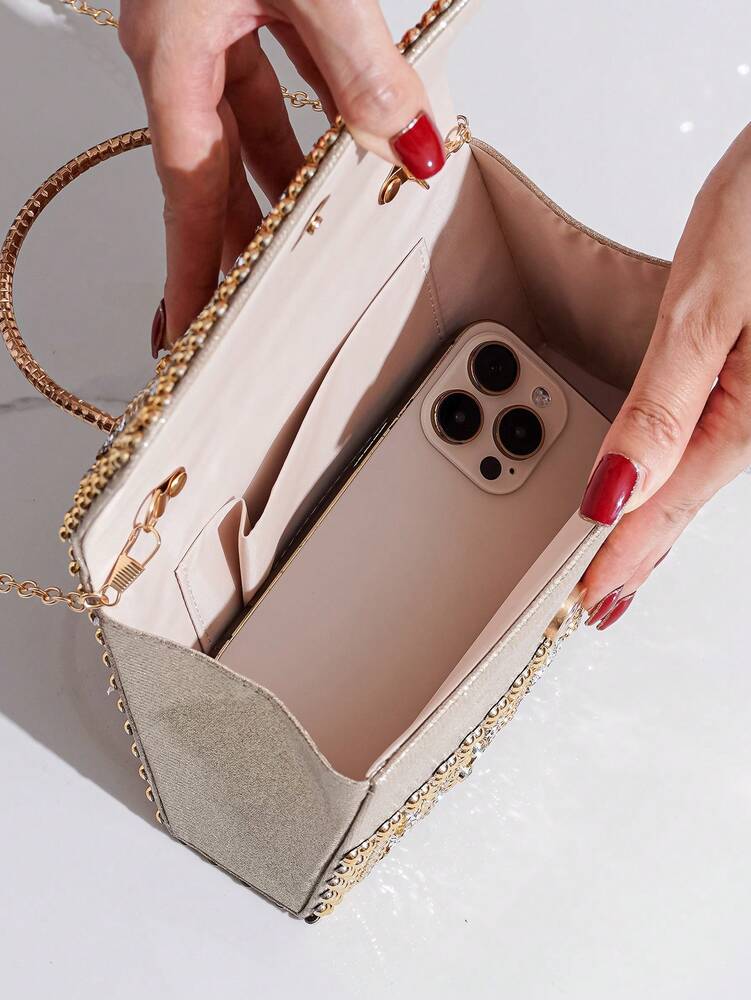 Glitter Beaded Patchwork Evening Clutch Elegant Cocktail Party Handbag Versatile Fashion Purse Formal Small Bag For Special Occasions