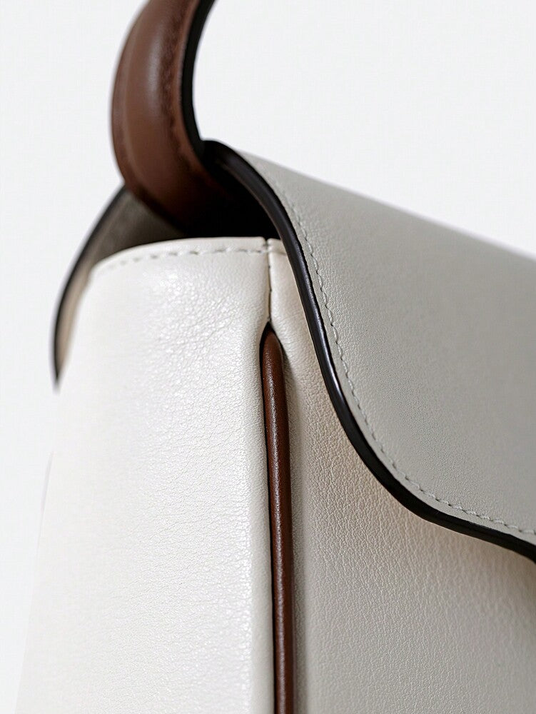 Women's Top Handle Leather Crossbody Shoulder Bag With Removable Strap Classic Vintage Style Fashion Handbag Elegant Daily Work Purse