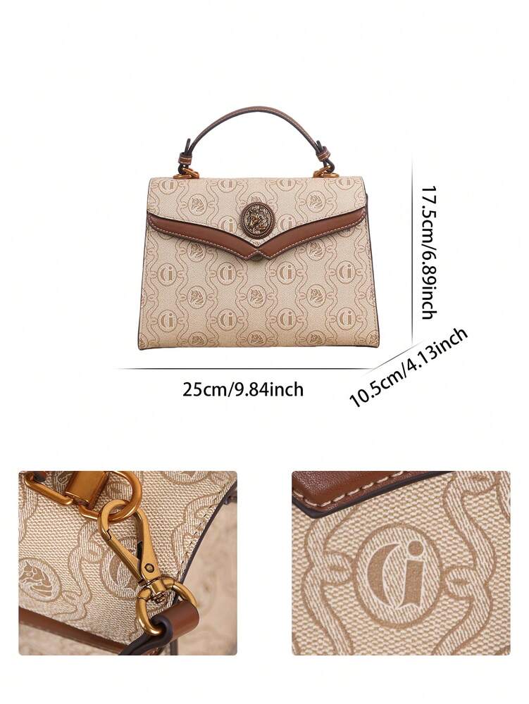 Luxury Women's Retro Patchwork Small Square Bag Printed Pattern Brown Design Shoulder Crossbody Purse 2025 Minimalist Fashion Handbag