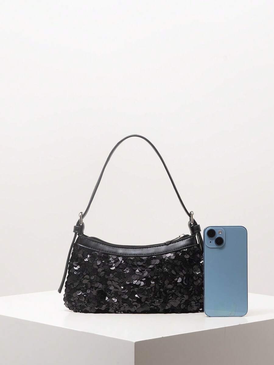 Women's Sequin Shoulder Bag Sparkly Bridal Party Clutch Elegant Evening Handbag Wedding Prom Glitter Purse Random Pattern Special Gift