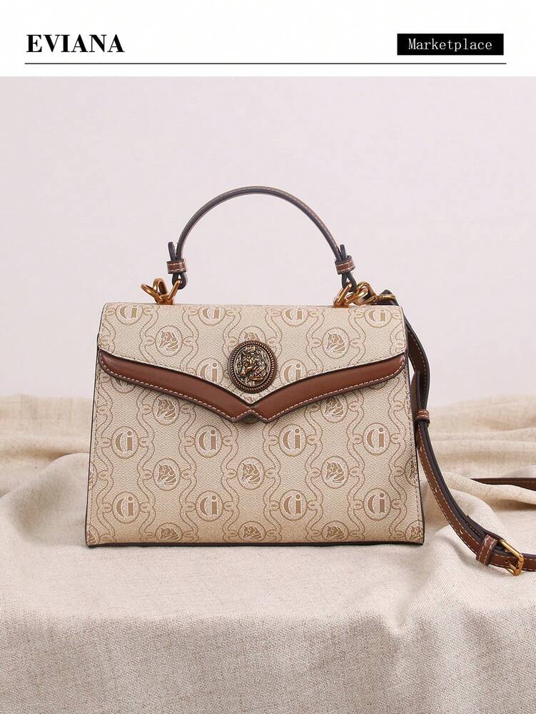 Luxury Women's Retro Patchwork Small Square Bag Printed Pattern Brown Design Shoulder Crossbody Purse 2025 Minimalist Fashion Handbag