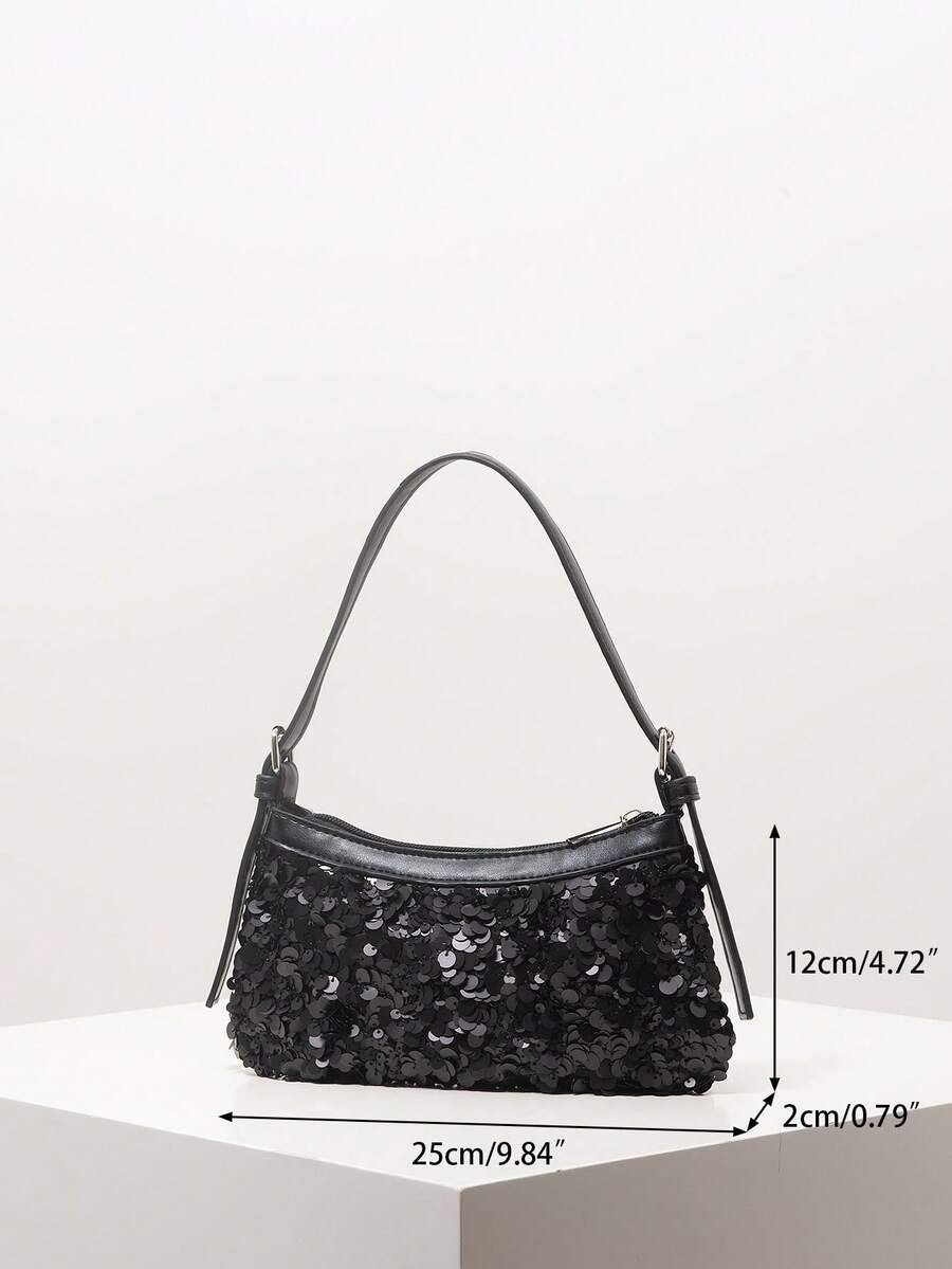 Women's Sequin Shoulder Bag Sparkly Bridal Party Clutch Elegant Evening Handbag Wedding Prom Glitter Purse Random Pattern Special Gift