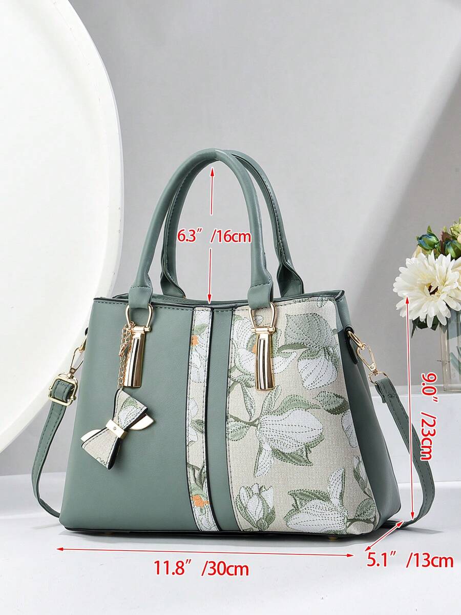 Women's Printed Shoulder Handbag With Three Pockets Large Capacity High End Fashion Casual Purse Elegant Mother's Day Gift Social Trend