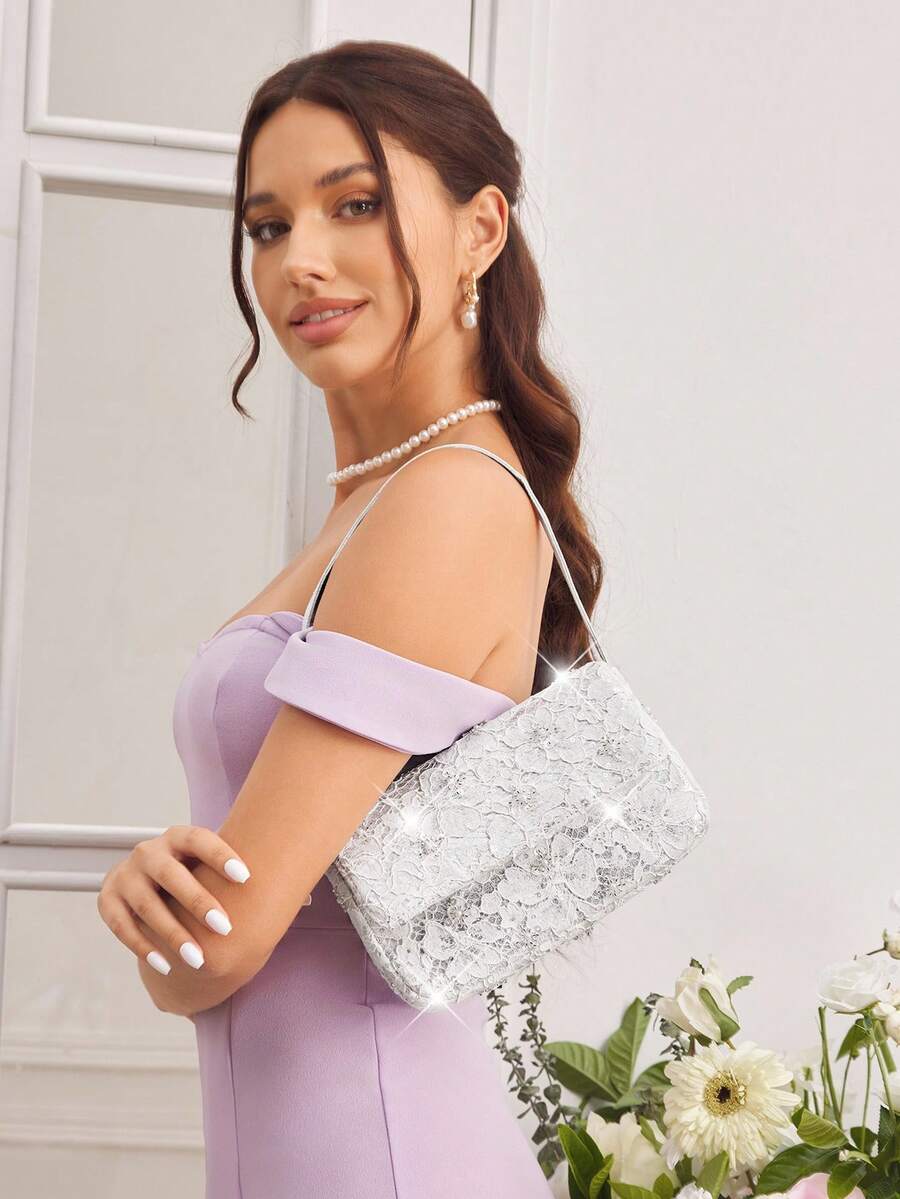 Luxury Glitter Evening Bag Top Handle Purse For Brides Bridesmaids Wedding Guest Prom Party Honeymoon Club Date Night Random Pattern
