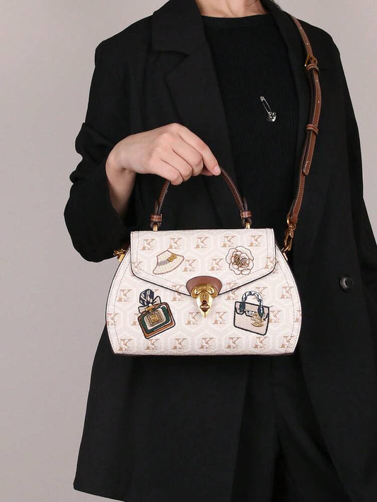 Women's Vintage Floral Patchwork Handbag Embroidered Perfume Bottle Design Shoulder Messenger Tote Casual Large Capacity Summer Purse