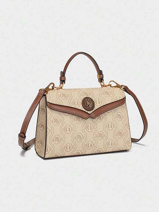 Luxury Women's Retro Patchwork Small Square Bag Printed Pattern Brown Design Shoulder Crossbody Purse 2025 Minimalist Fashion Handbag