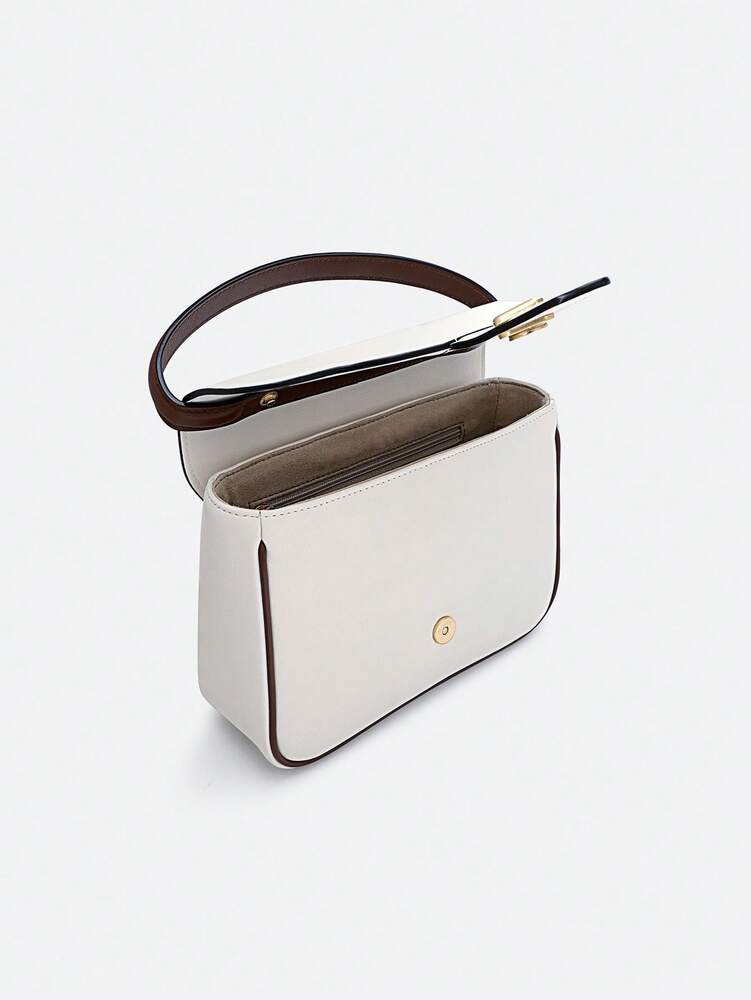 Women's Top Handle Leather Crossbody Shoulder Bag With Removable Strap Classic Vintage Style Fashion Handbag Elegant Daily Work Purse