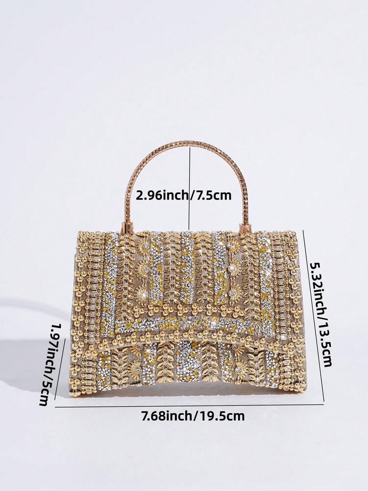 Glitter Beaded Patchwork Evening Clutch Elegant Cocktail Party Handbag Versatile Fashion Purse Formal Small Bag For Special Occasions