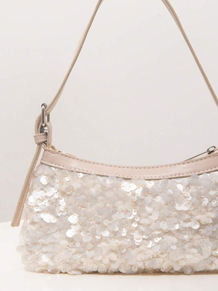 Women's Sequin Shoulder Bag Sparkly Bridal Party Clutch Elegant Evening Handbag Wedding Prom Glitter Purse Random Pattern Special Gift