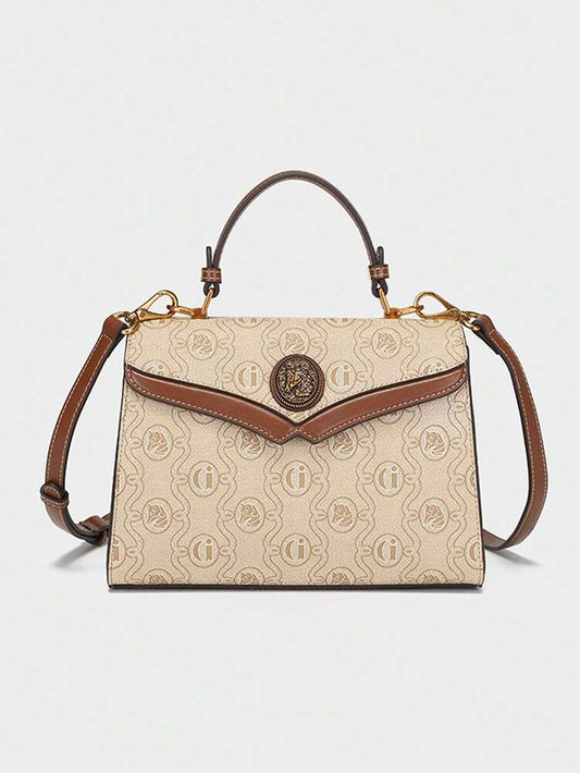 Luxury Women's Retro Patchwork Small Square Bag Printed Pattern Brown Design Shoulder Crossbody Purse 2025 Minimalist Fashion Handbag