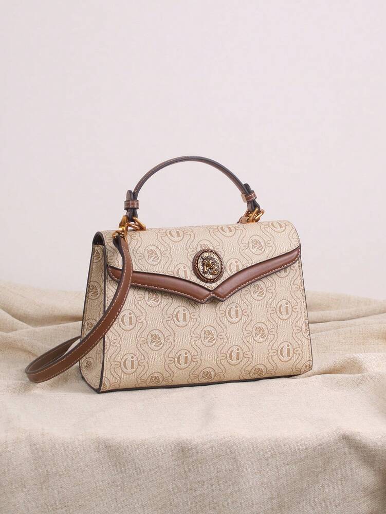 Luxury Women's Retro Patchwork Small Square Bag Printed Pattern Brown Design Shoulder Crossbody Purse 2025 Minimalist Fashion Handbag