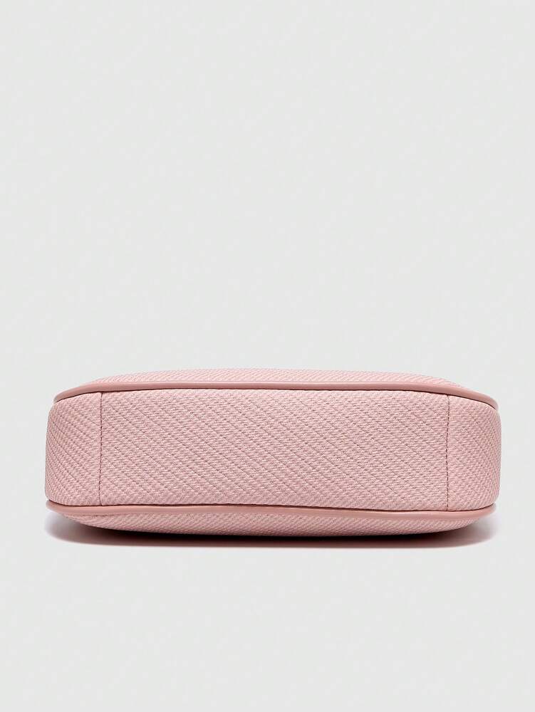 Women's Crescent Shoulder Bag With Letter Pattern PU Waterproof Fabric Summer Holiday Casual Underarm Purse With Cherry Pendant Decor