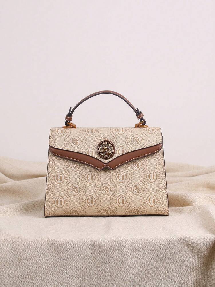 Luxury Women's Retro Patchwork Small Square Bag Printed Pattern Brown Design Shoulder Crossbody Purse 2025 Minimalist Fashion Handbag
