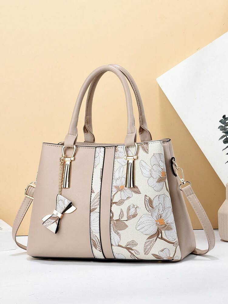 Women's Printed Shoulder Handbag With Three Pockets Large Capacity High End Fashion Casual Purse Elegant Mother's Day Gift Social Trend