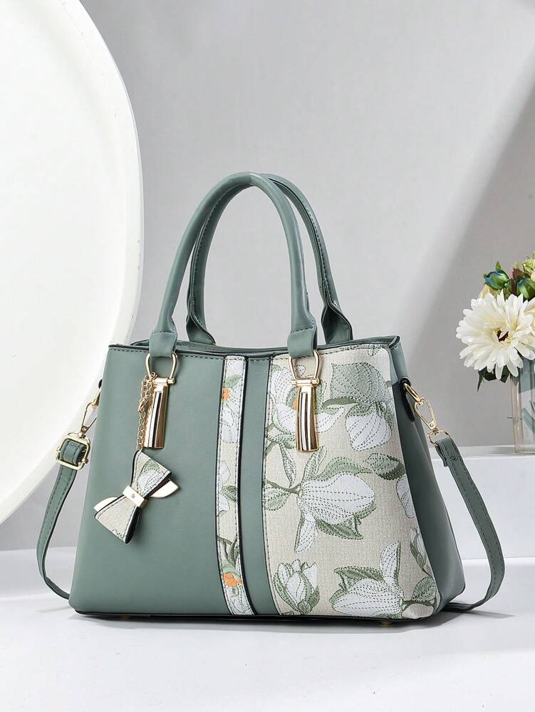 Women's Printed Shoulder Handbag With Three Pockets Large Capacity High End Fashion Casual Purse Elegant Mother's Day Gift Social Trend