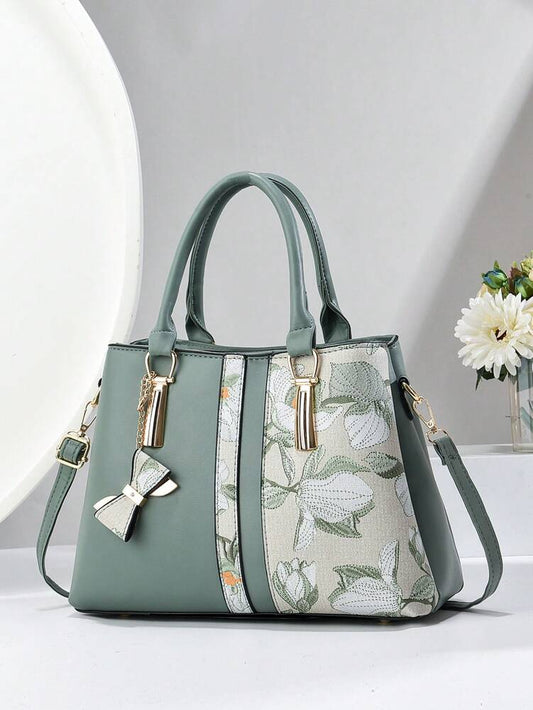 Women's Printed Shoulder Handbag With Three Pockets Large Capacity High End Fashion Casual Purse Elegant Mother's Day Gift Social Trend