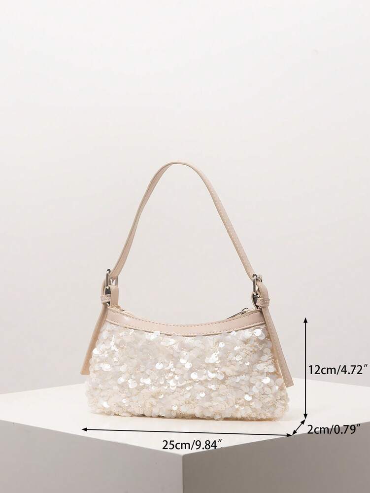 Women's Sequin Shoulder Bag Sparkly Bridal Party Clutch Elegant Evening Handbag Wedding Prom Glitter Purse Random Pattern Special Gift