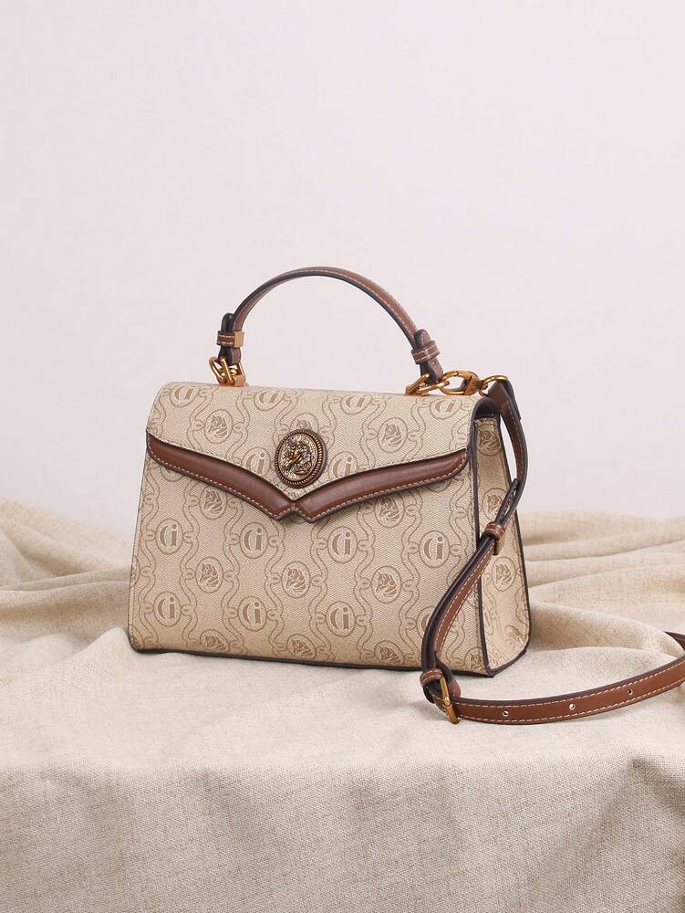 Luxury Women's Retro Patchwork Small Square Bag Printed Pattern Brown Design Shoulder Crossbody Purse 2025 Minimalist Fashion Handbag